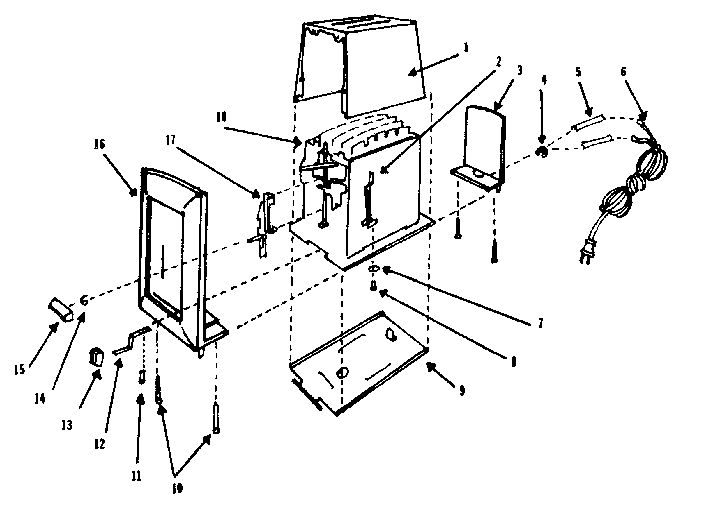 Replacement Parts Diagram and Parts List for T213AL  Proctor Silex Toaster